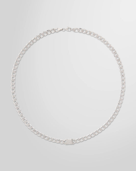 Alan Crocetti Unity Curb Chain Necklace in rhodium-plated silver, main view showing chain and hardware.