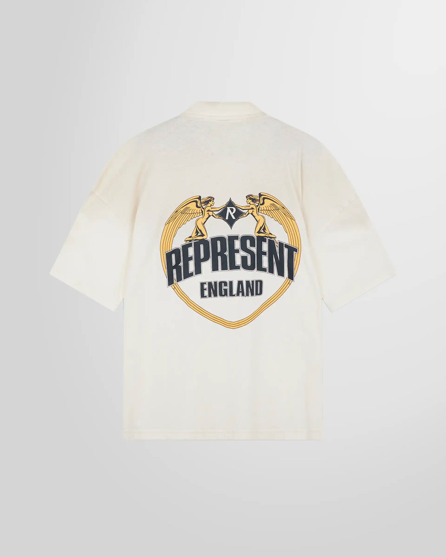 Back view showing the Angel Border cracked print on Washed Ecru.