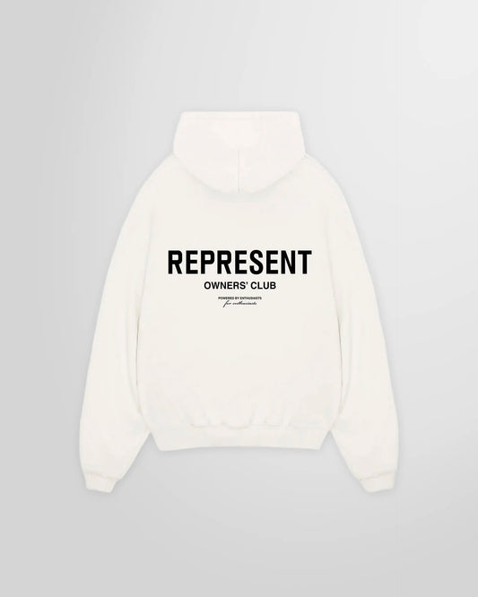 Back view of the Represent Owners' Club Hoodie, displaying the large 'Owners' Club' graphic.