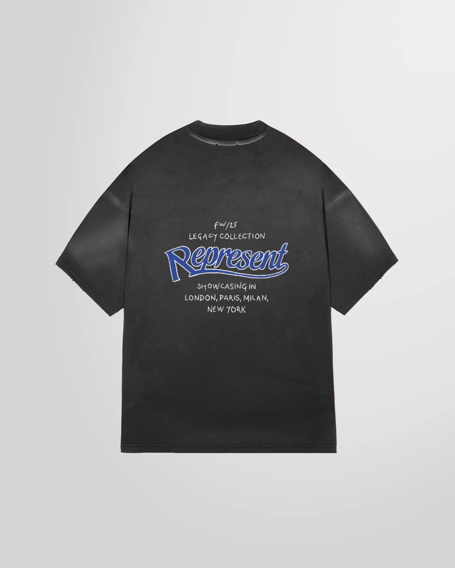 Back view showing the large Legacy Showcasing graphic with cities.