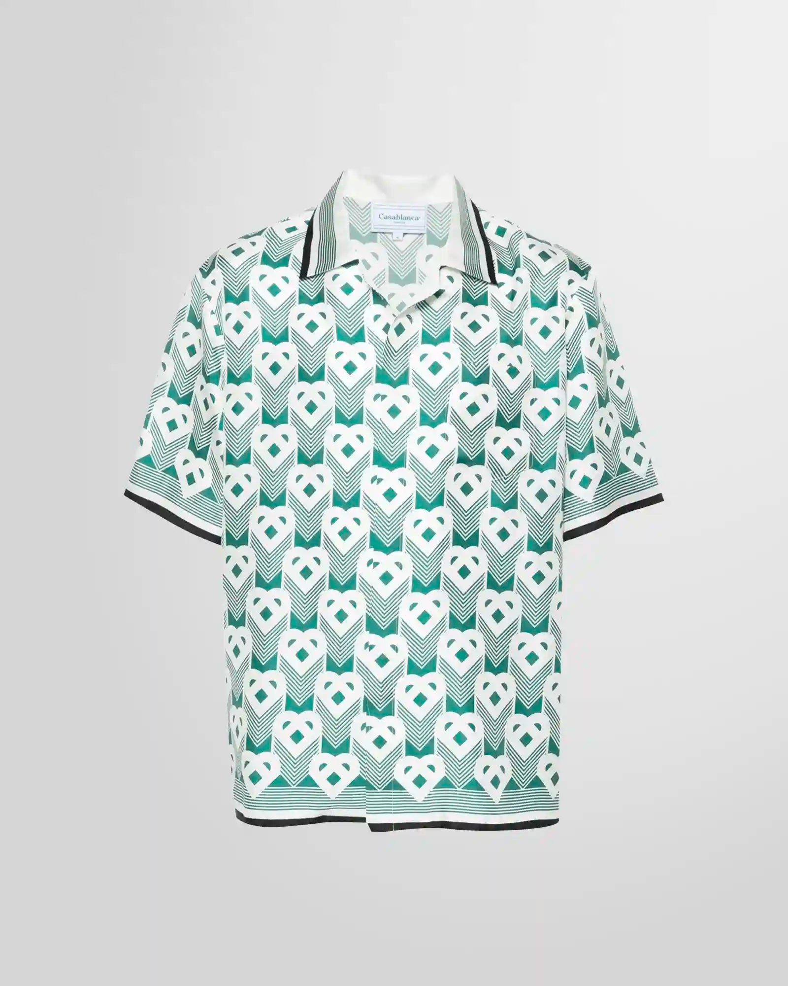 Casablanca Heart Monogram Sport Silk Shirt front view
