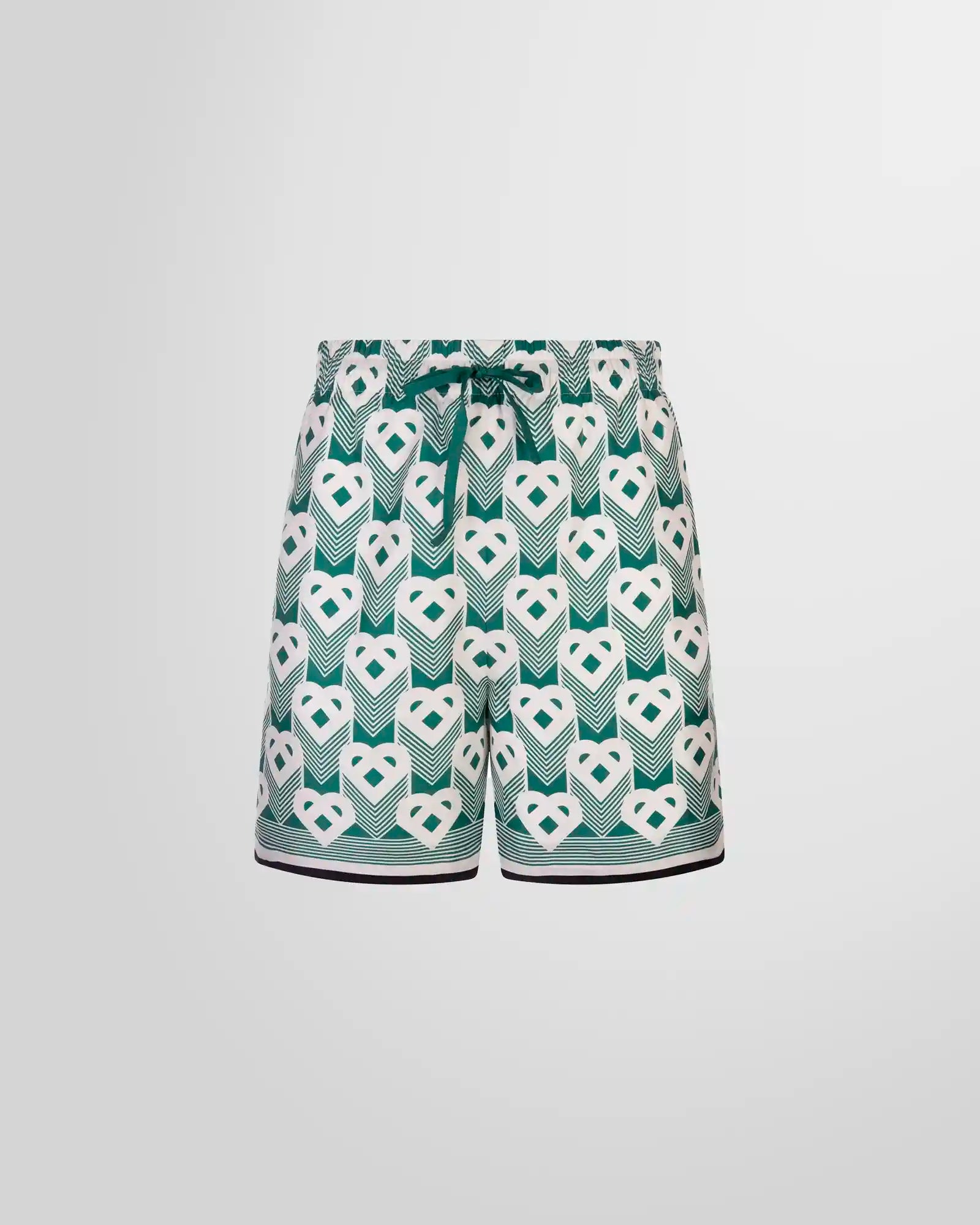 Casablanca Heart Monogram Sport Silk Shorts front view