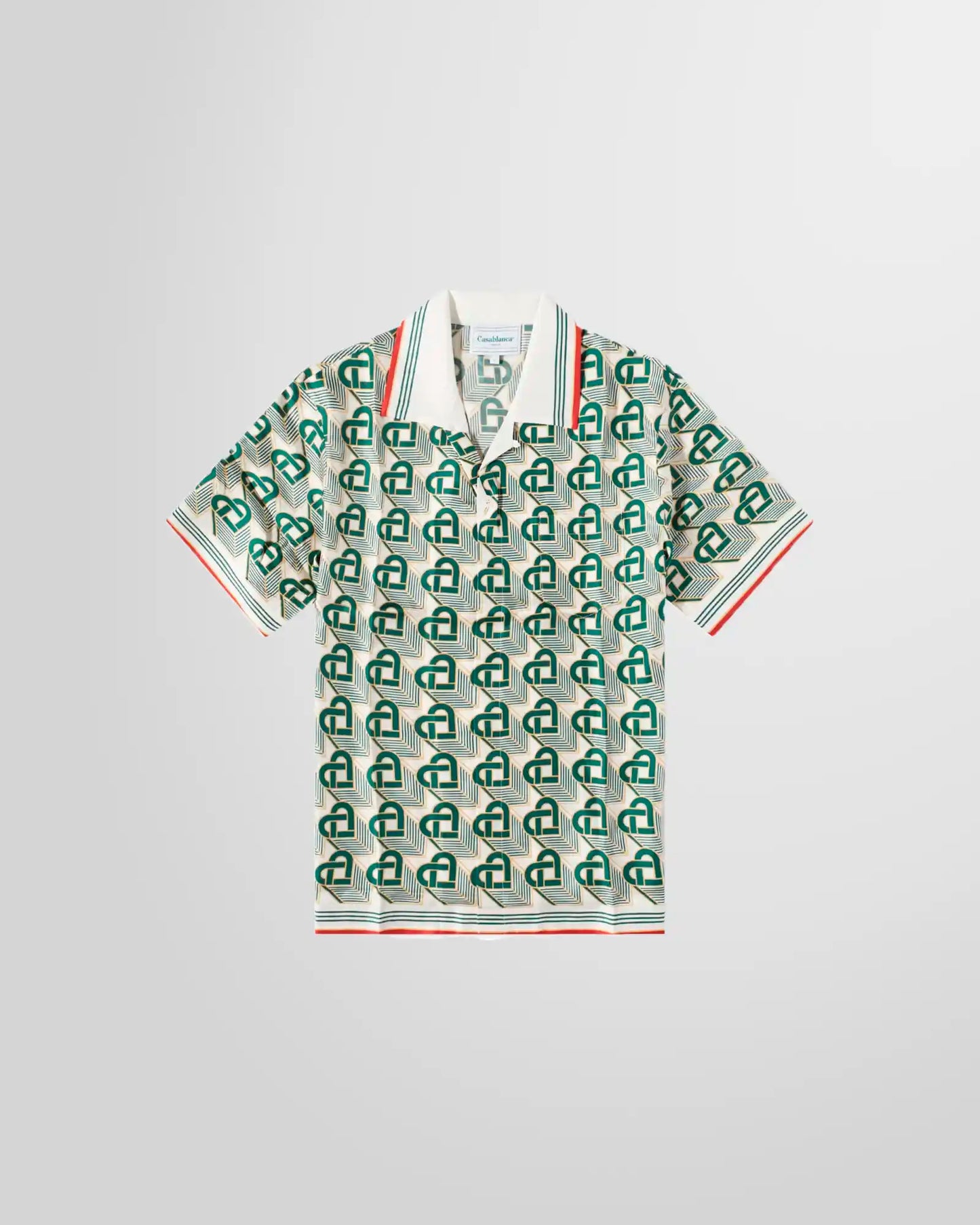 Casablanca Heart Monogramme Short Sleeve Silk Shirt