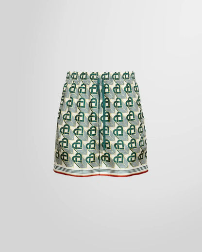 Casablanca Heart Monogramme Silk Shorts