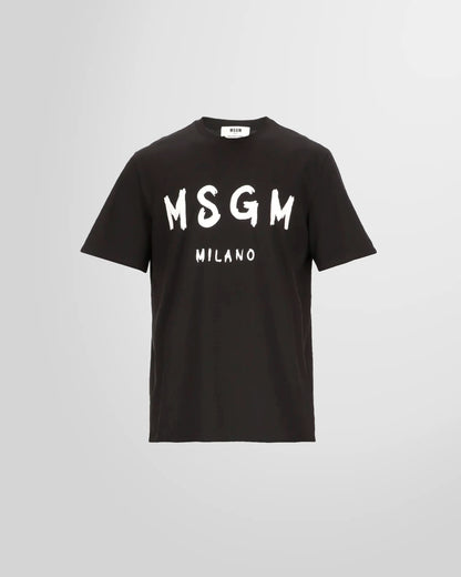 Msgm Black Logo Brushed T-Shirt
