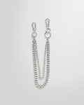 Not Guilty Homme layered dual curb chain accessory with two separate clasps on white background.