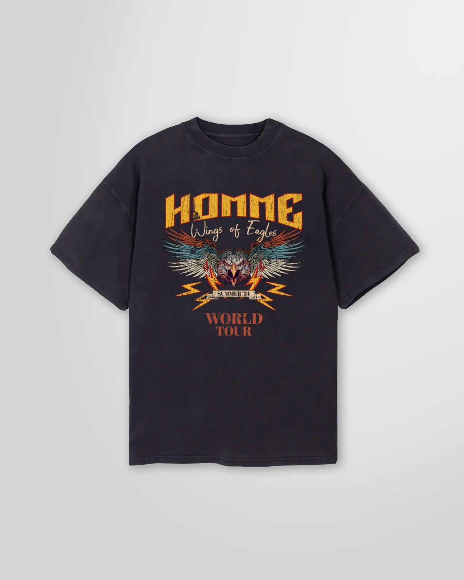 Not Guilty Homme The Tour Printed T-Shirt in vintage black cotton