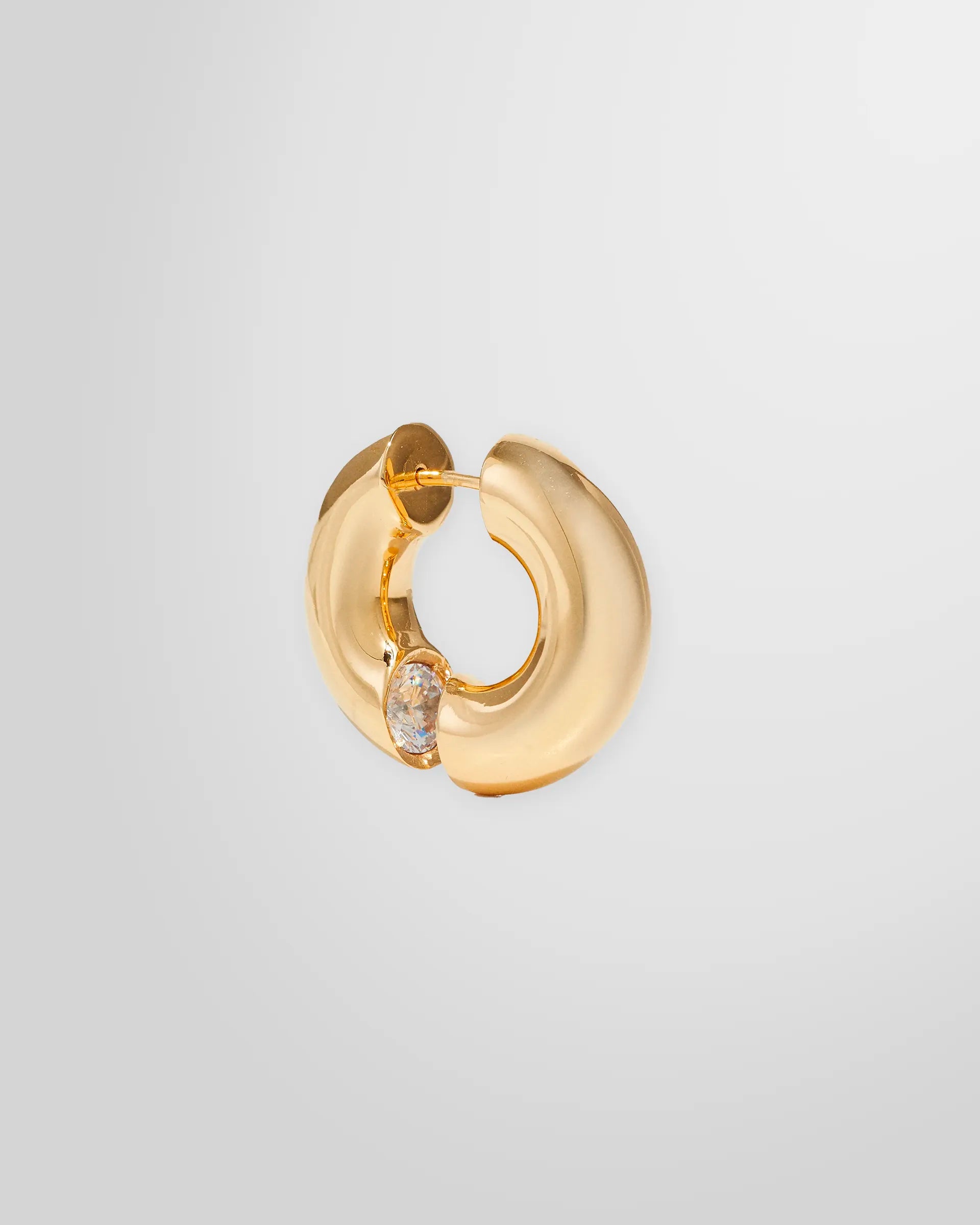 Alan Crocetti Clear Blown Peekaboo single earring in gold vermeil, main view.