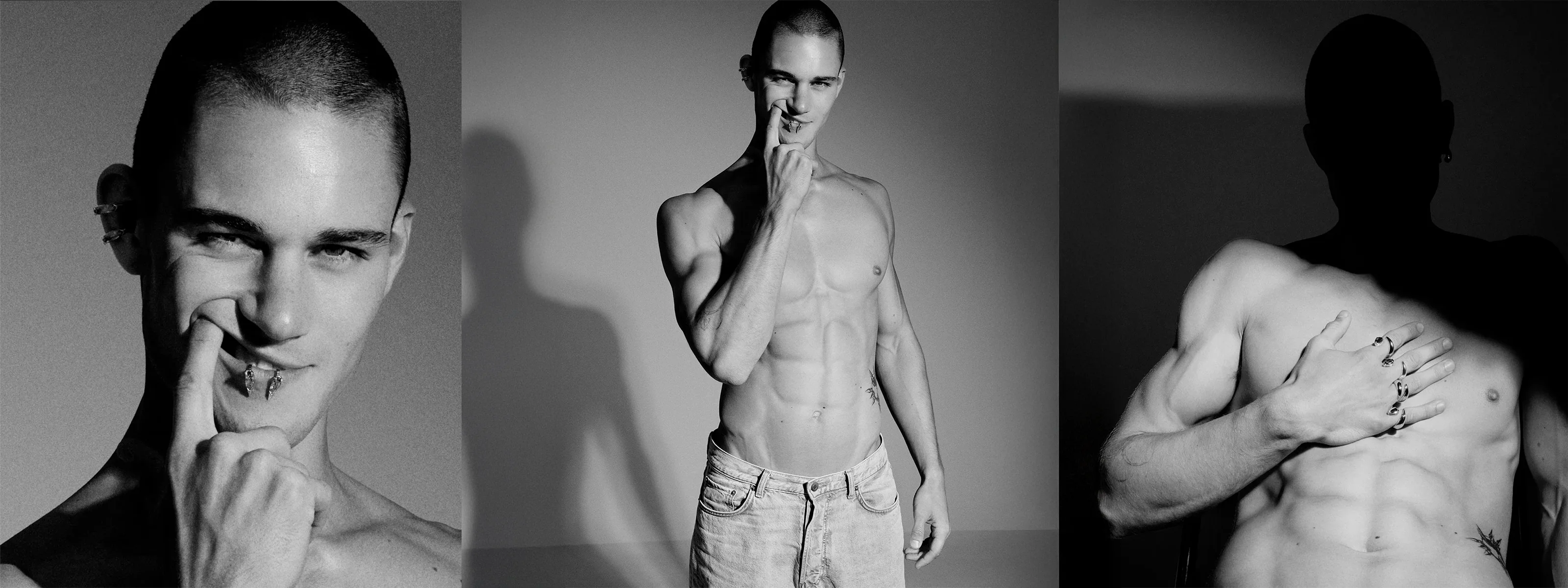 Homepage banner featuring a model wearing Alan Crocetti jewellery, link to collection.