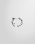 Alan Crocetti single Peekaboo Thorn Earring in rhodium-plated silver, showing open hoop and thorn detail.