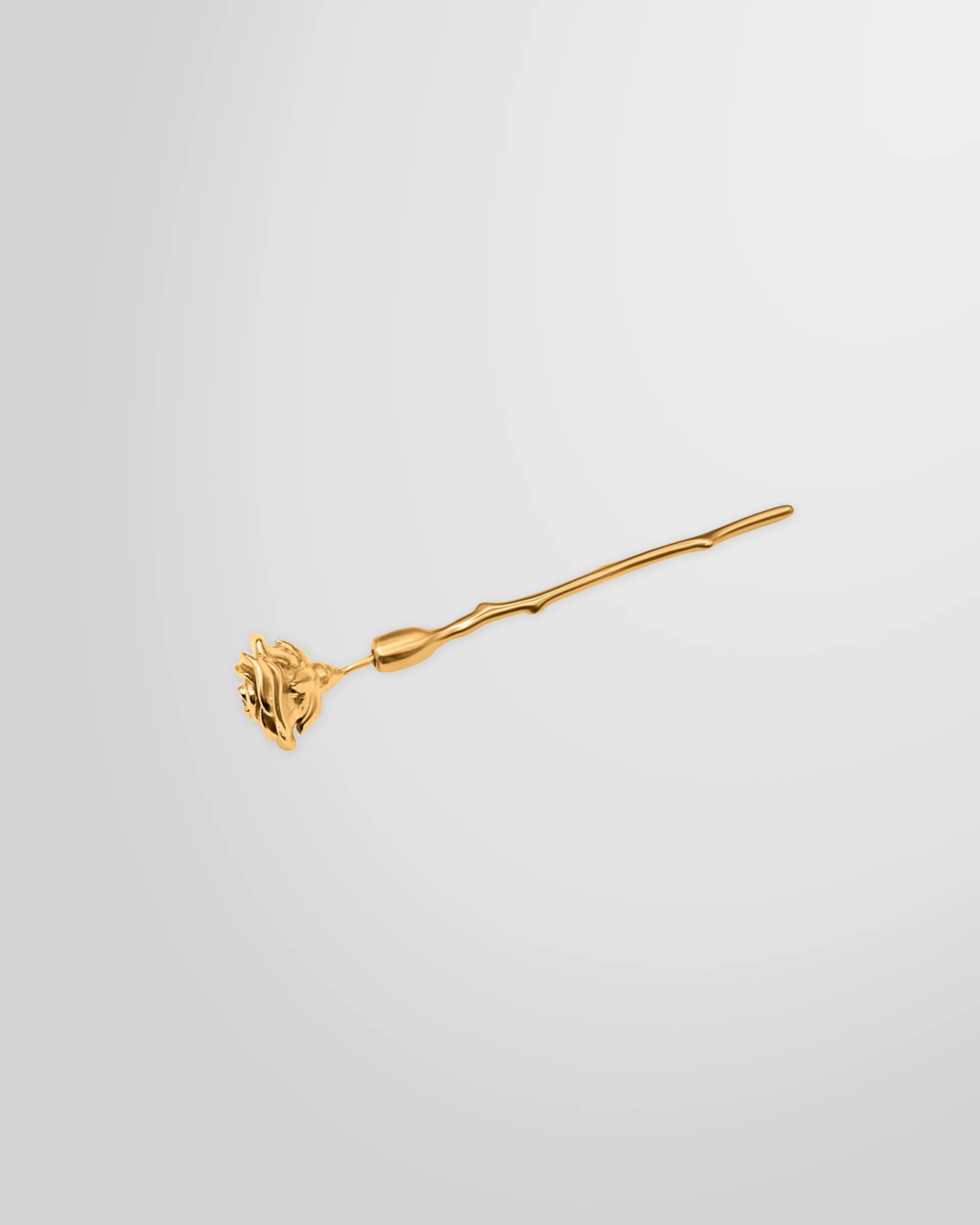 Alan Crocetti Rose Earring in Gold Vermeil, front view showing the detailed rose design on 925 Sterling Silver.