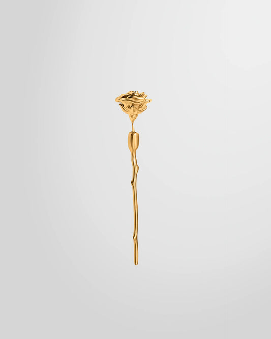 Rose Earring in Gold Vermeil from Alan Crocetti, side view.