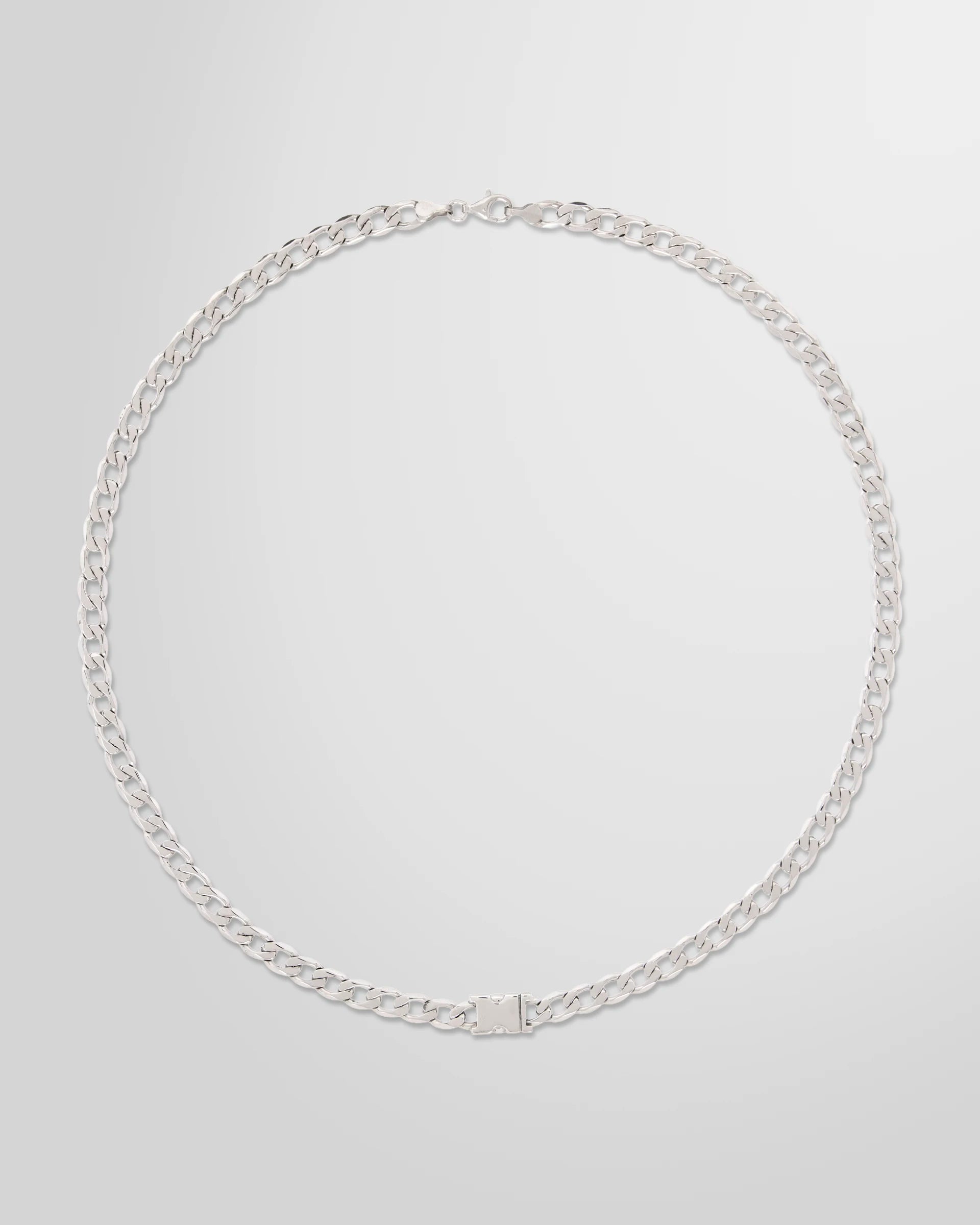 Alan Crocetti Unity Curb Chain Necklace in rhodium-plated silver, main view showing chain and hardware.