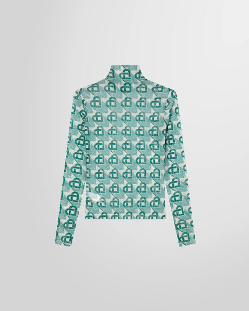 Back view of the Casablanca Heart Monogram Mesh Top.