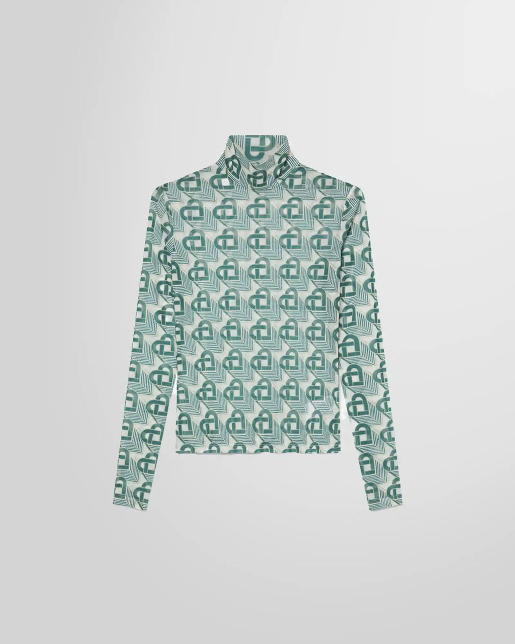 Front view of the Casablanca Heart Monogram Mesh Top showing the all‑over print.