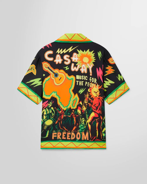 Casablanca Music For The People silk shirt with all-over print, back view.