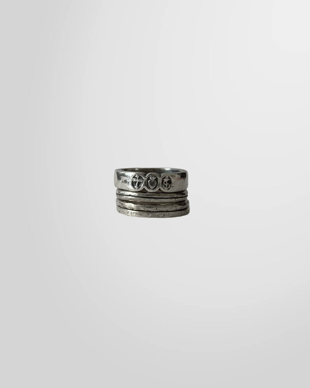 Front view of the Silver Stacking Rings from Goti