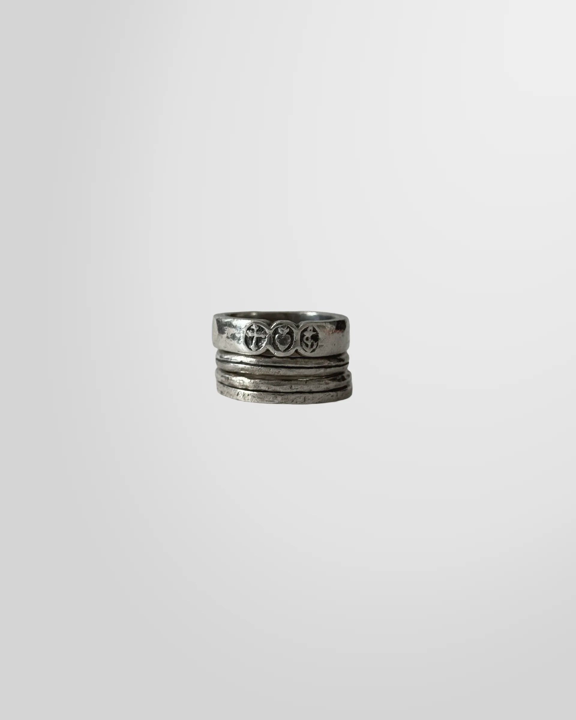 Front view of the Silver Stacking Rings from Goti