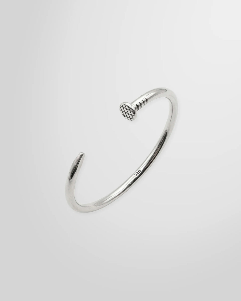 Johnny Ramli Nail Cuff Sterling Silver 925 – top view showing open cuff and 925 hallmark