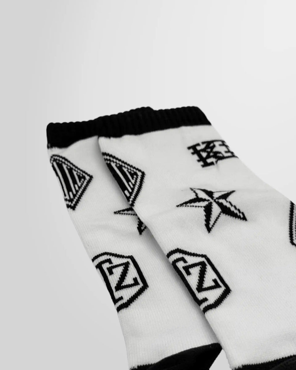 Close up view of the Monogram Print Socks from KTZ.