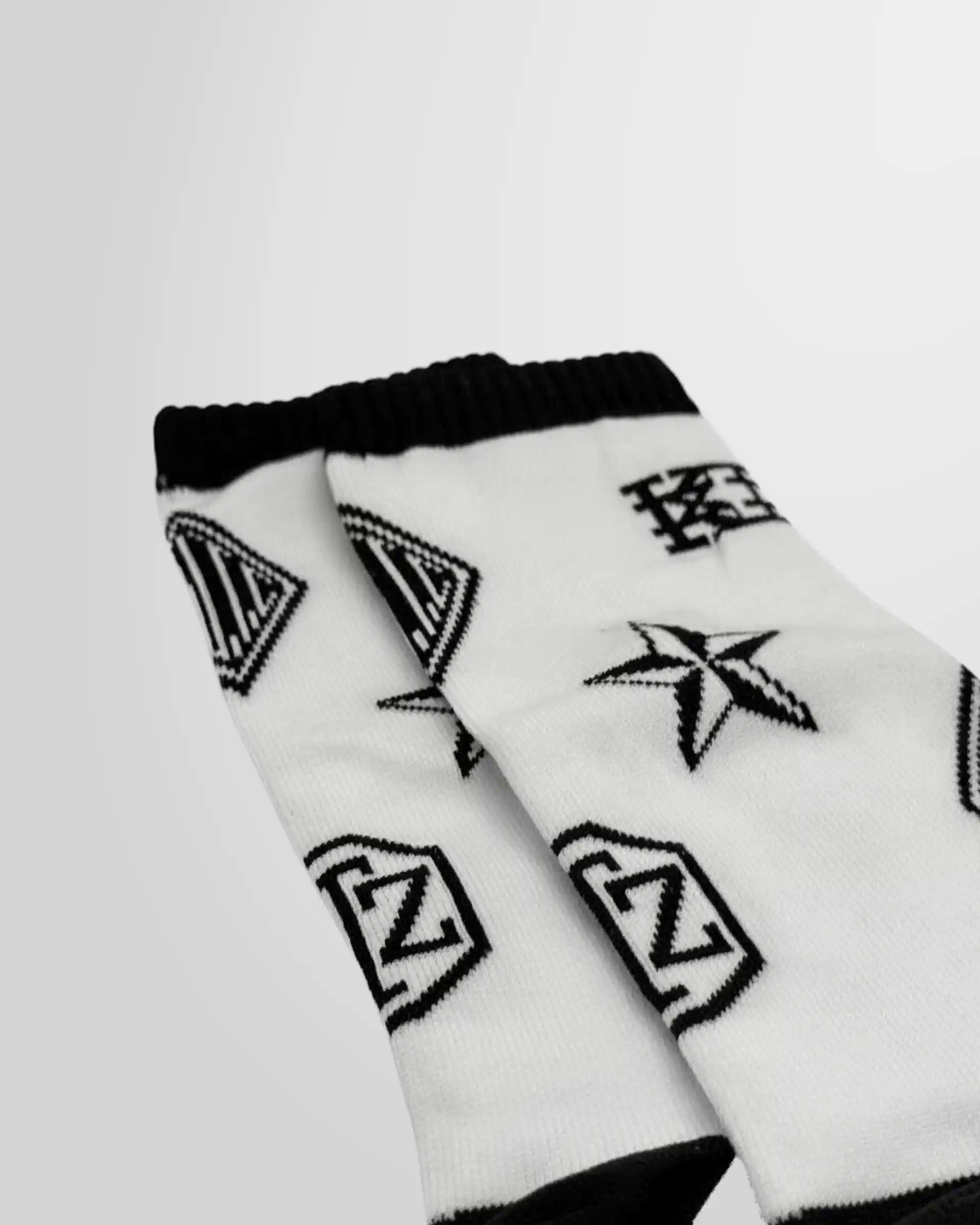 Close up view of the Monogram Print Socks from KTZ.