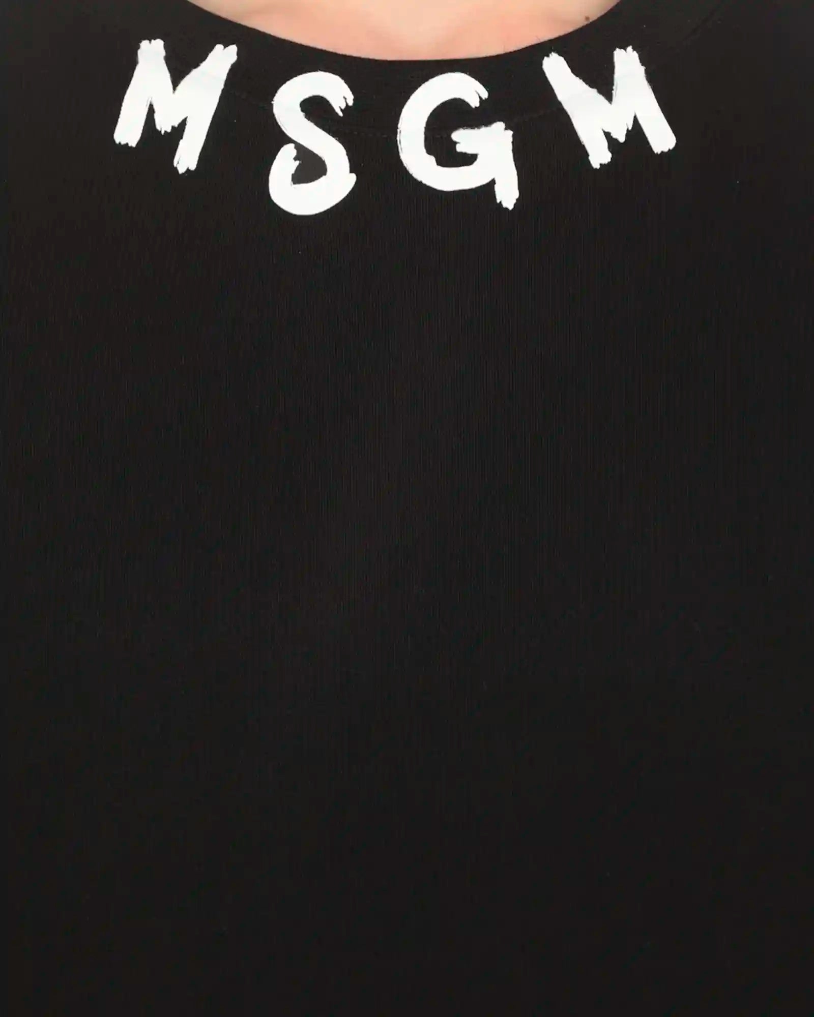 Close view of print on Msgm brushed logo t-shirt.