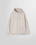 Front view of the MSGM Distressed Logo Hoodie in ash grey cotton.