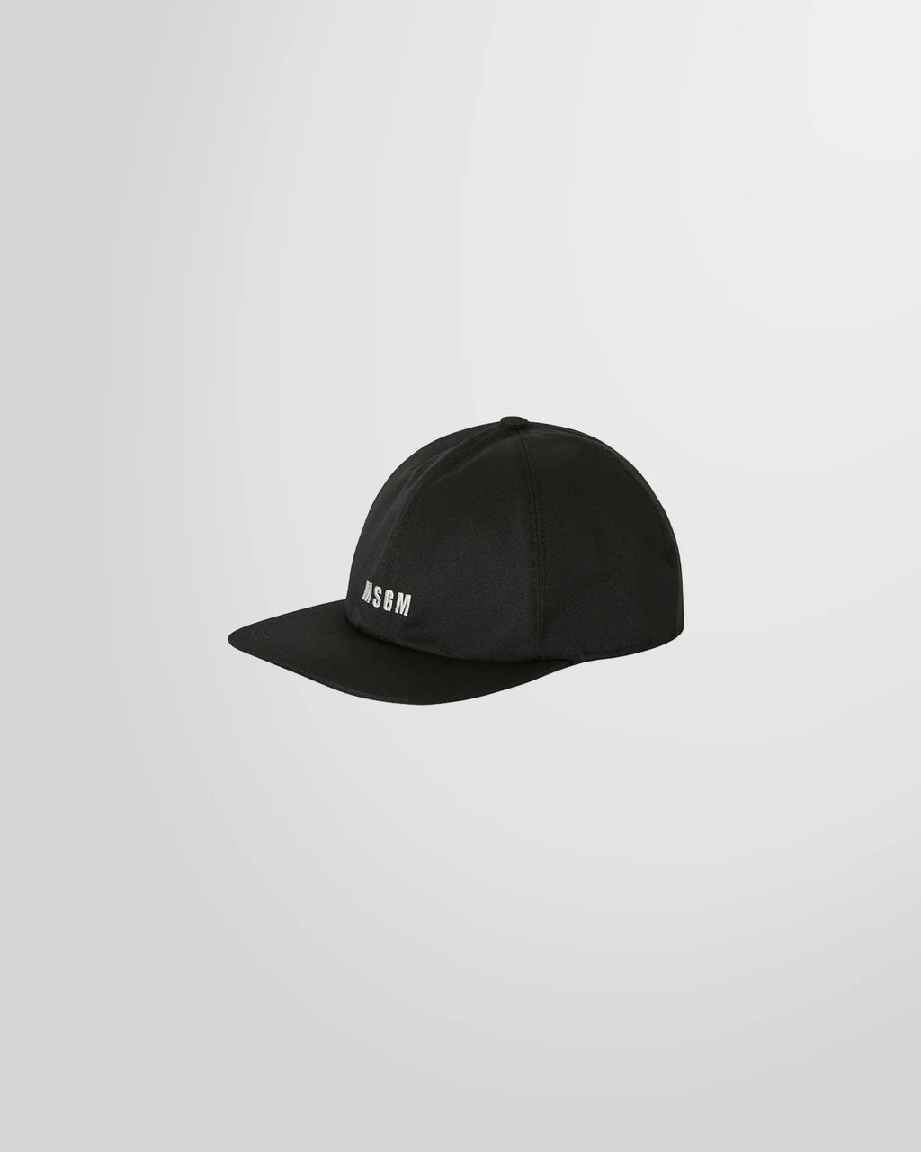 Front view of the Black MSGM cotton baseball cap with the micro logo.