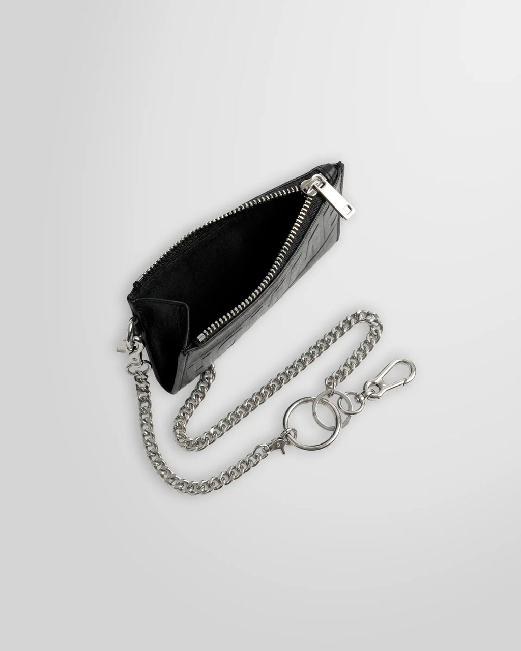 Top view of the black leather wallet from Not Guilty Homme.