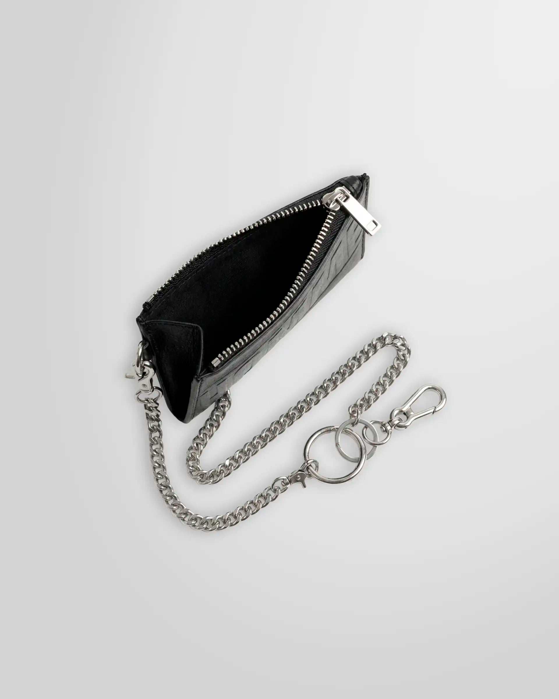 Top view of the black leather wallet from Not Guilty Homme.