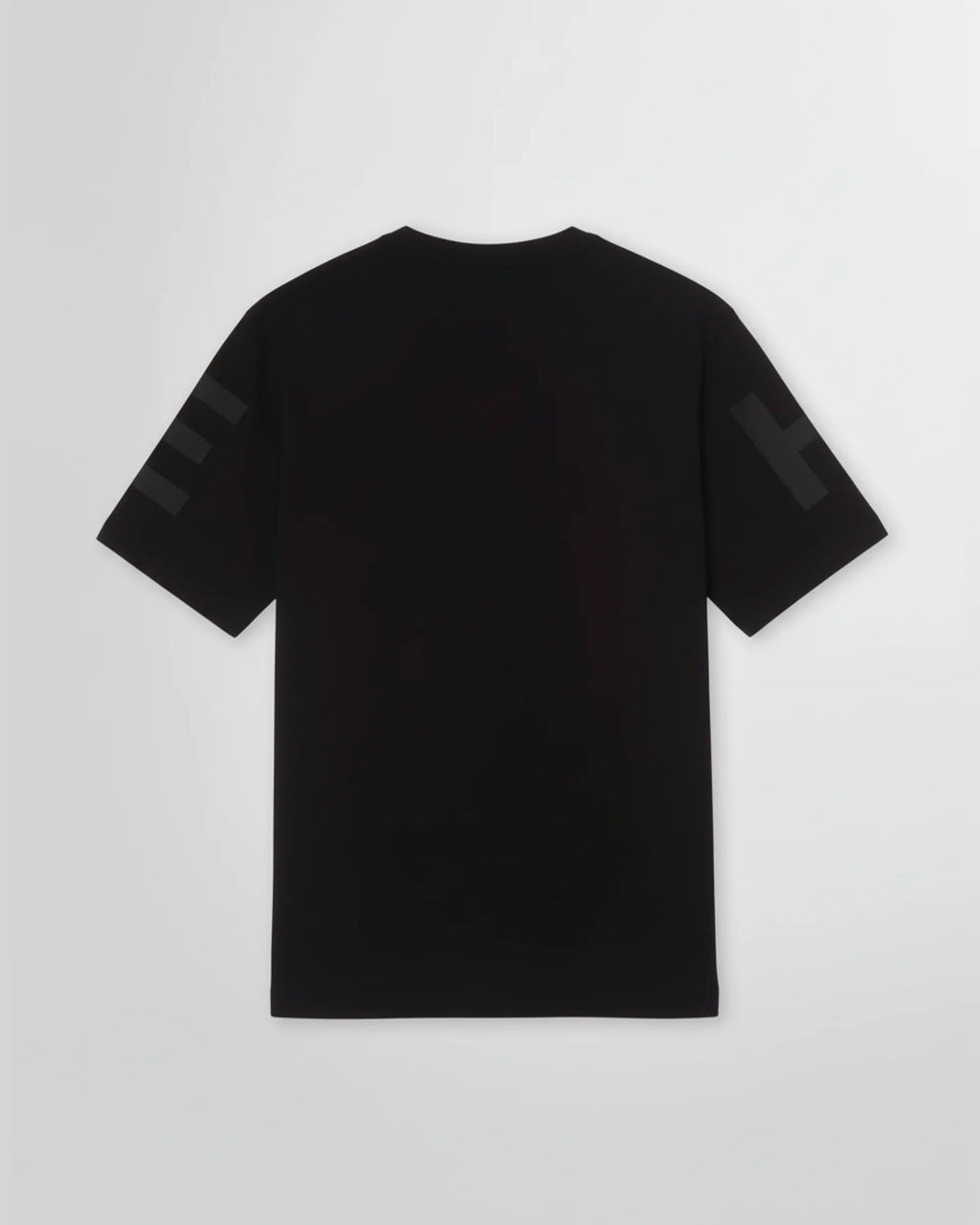 Back view of the black Not Guilty Homme t-shirt, emphasizing its clean silhouette and minimalist design.