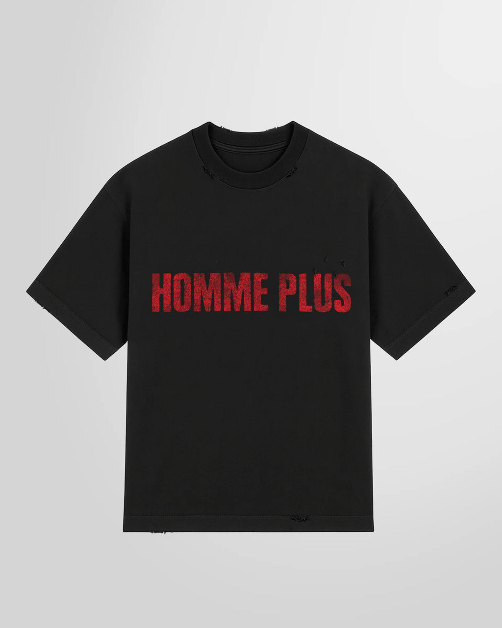 Front view of the Not Guilty Homme Homme Plus Logo T‑Shirt in black with red logo print.