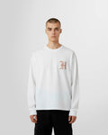 Front view of the Not Guilty Homme Initial Printed long sleeve t‑shirt in white with chest initial print.
