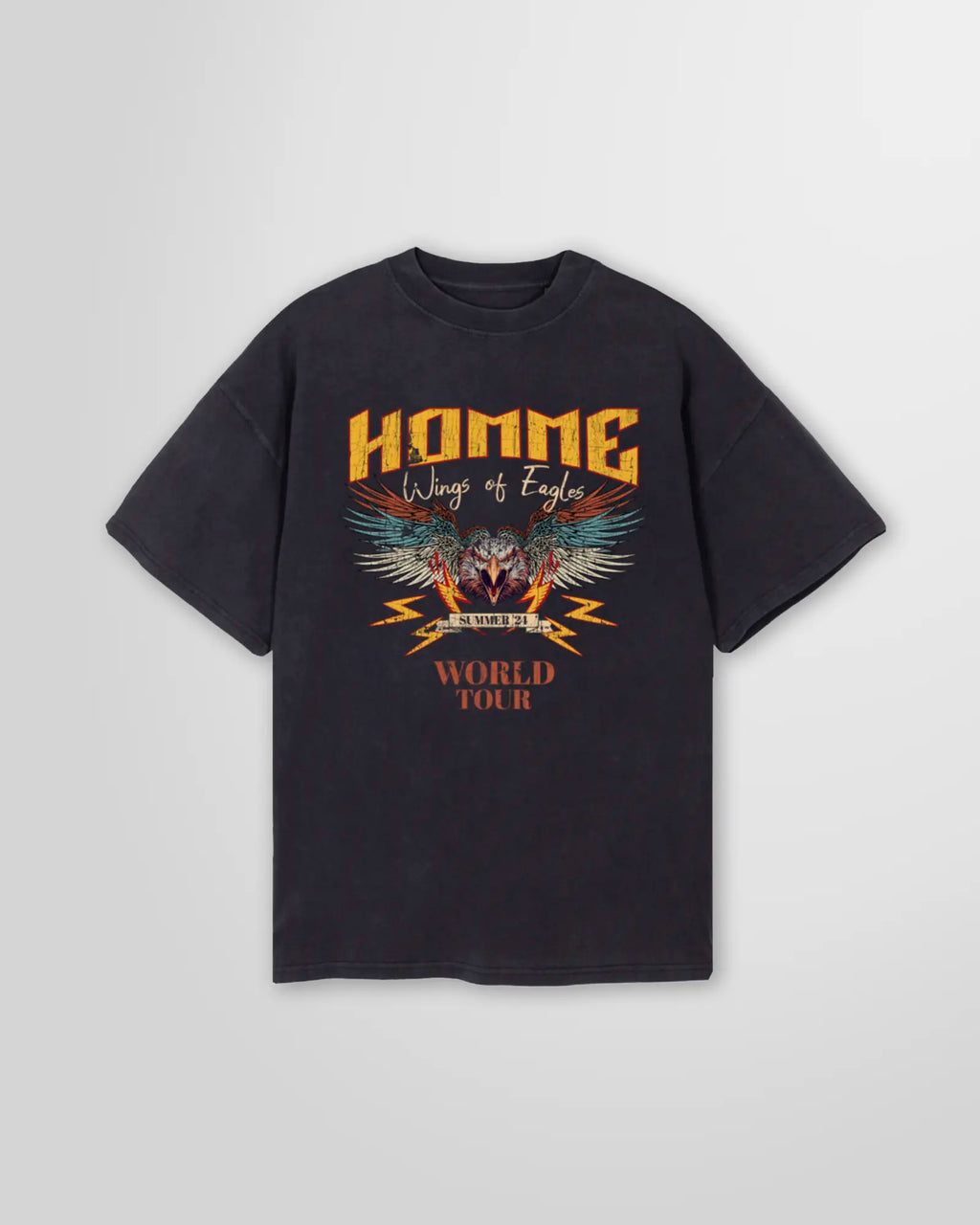Not Guilty Homme The Tour Printed T-Shirt in vintage black cotton