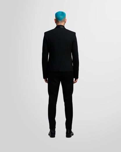 Model wearing the Not Guilty Homme blazer, back view.