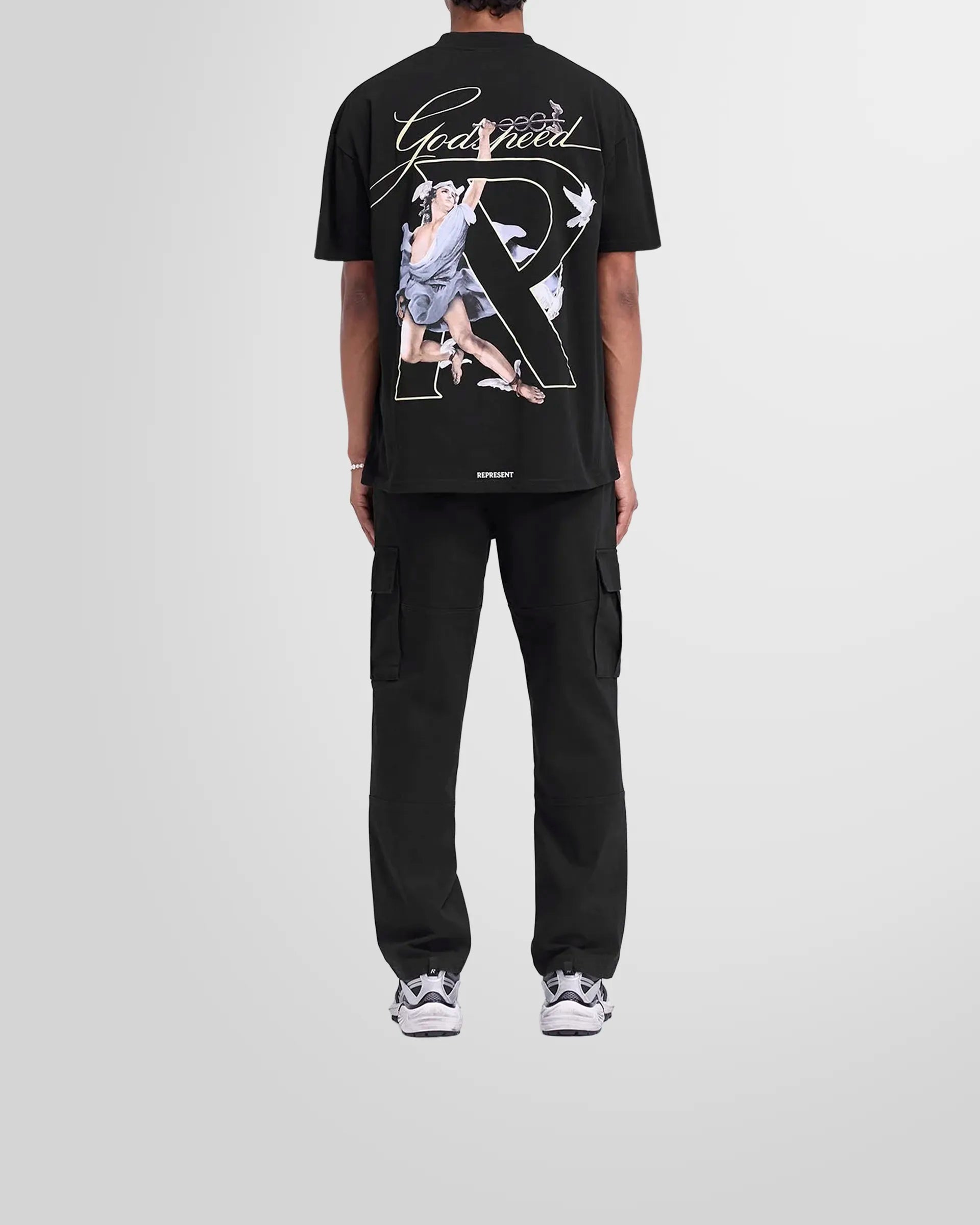 Back view of the black Represent Cargo Pant.