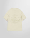 Back view of the Represent Grand Vintage T-Shirt in Champagne with the rear tonal graphic.