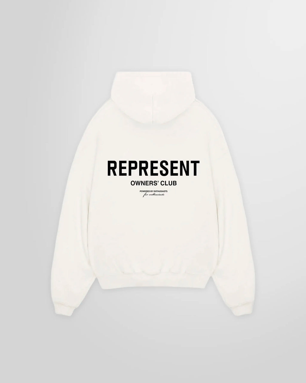 Back view of the Represent Owners' Club Hoodie, displaying the large 'Owners' Club' graphic.