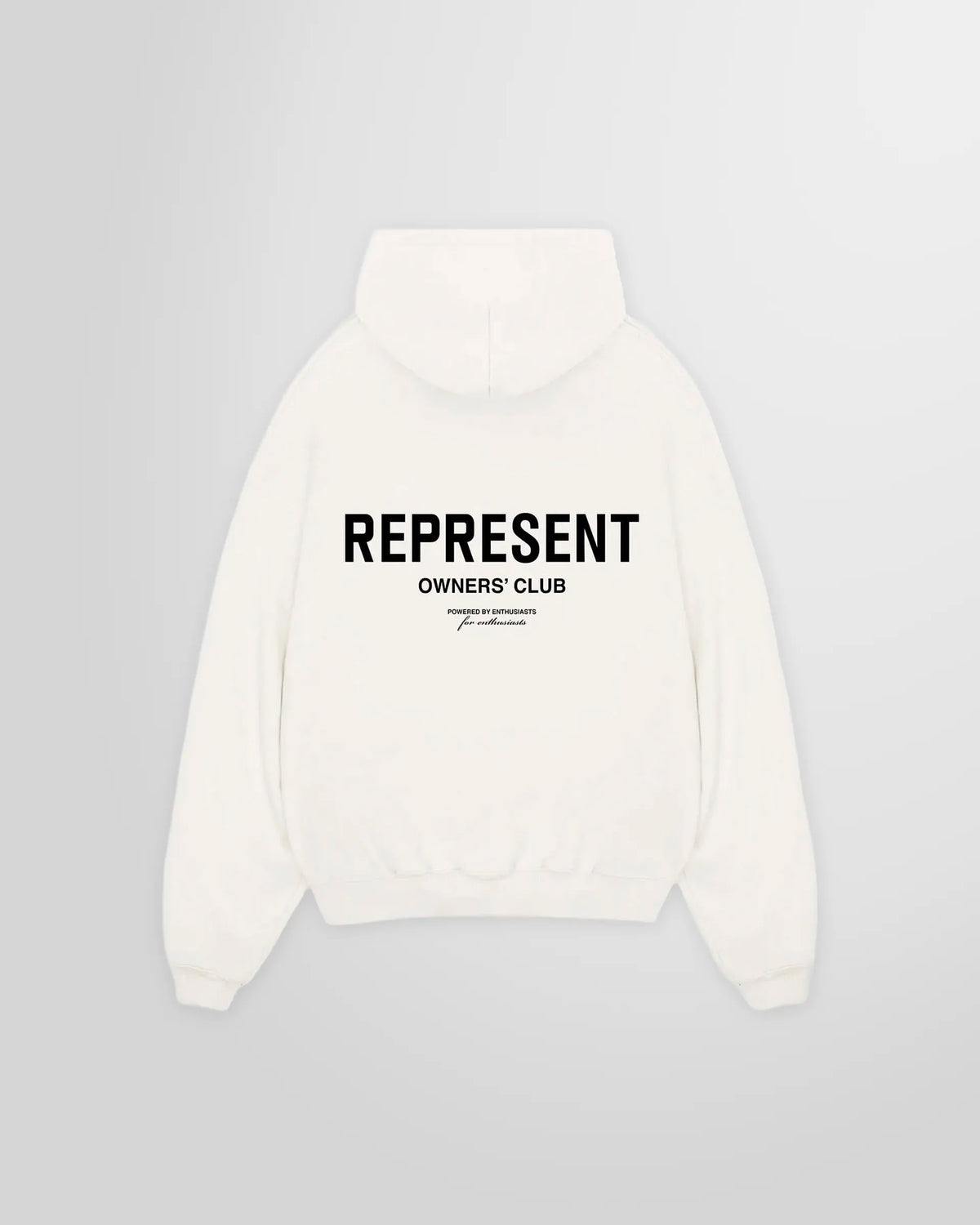 Back view of the Represent Owners' Club Hoodie, displaying the large 'Owners' Club' graphic.