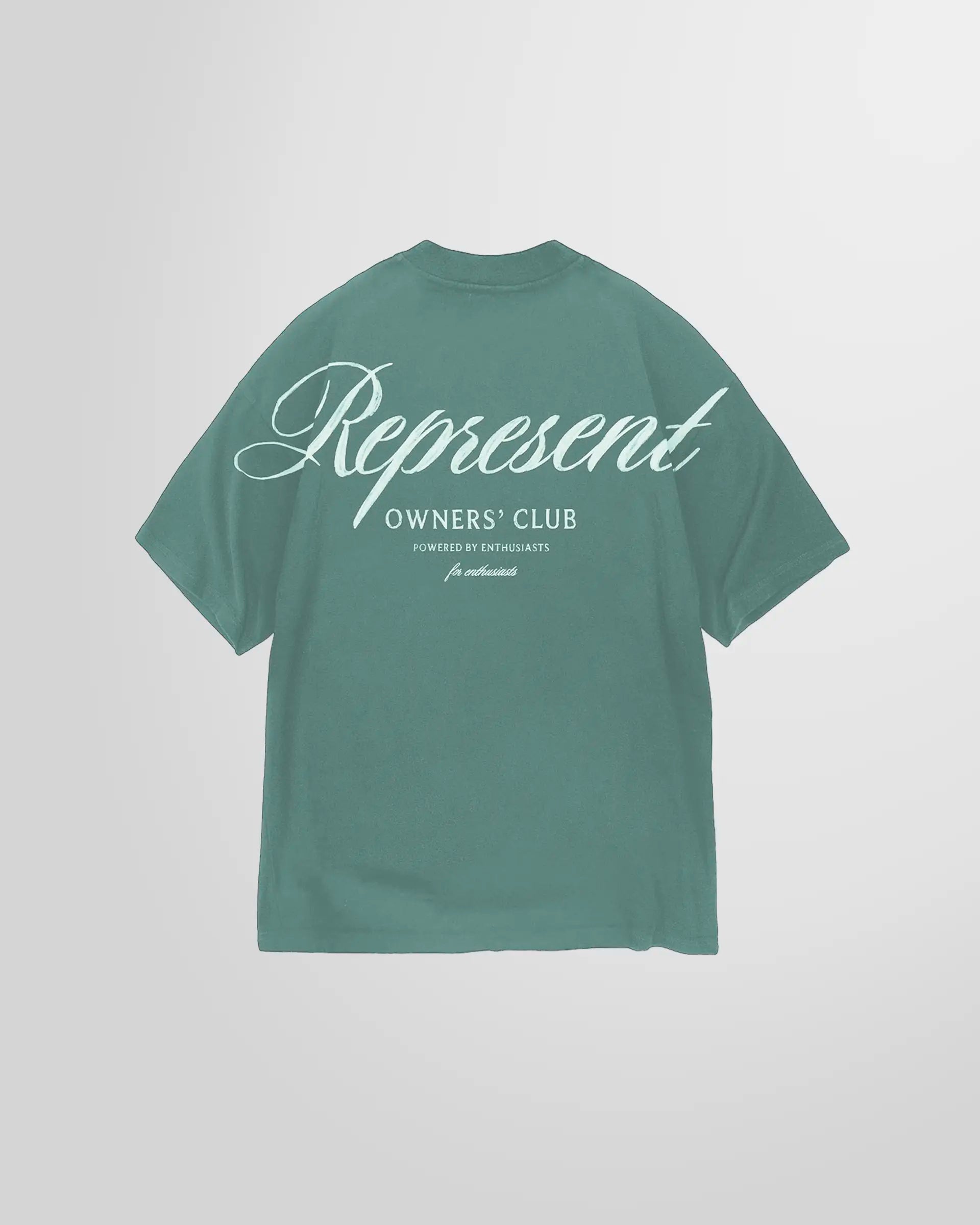 Back view showing the Owners’ Club script print with brushed effect.