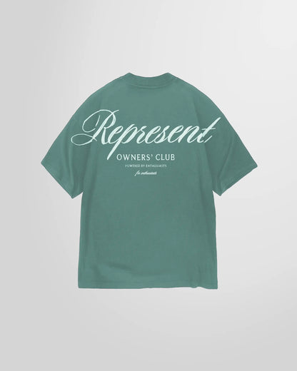 Back view showing the Owners’ Club script print with brushed effect.