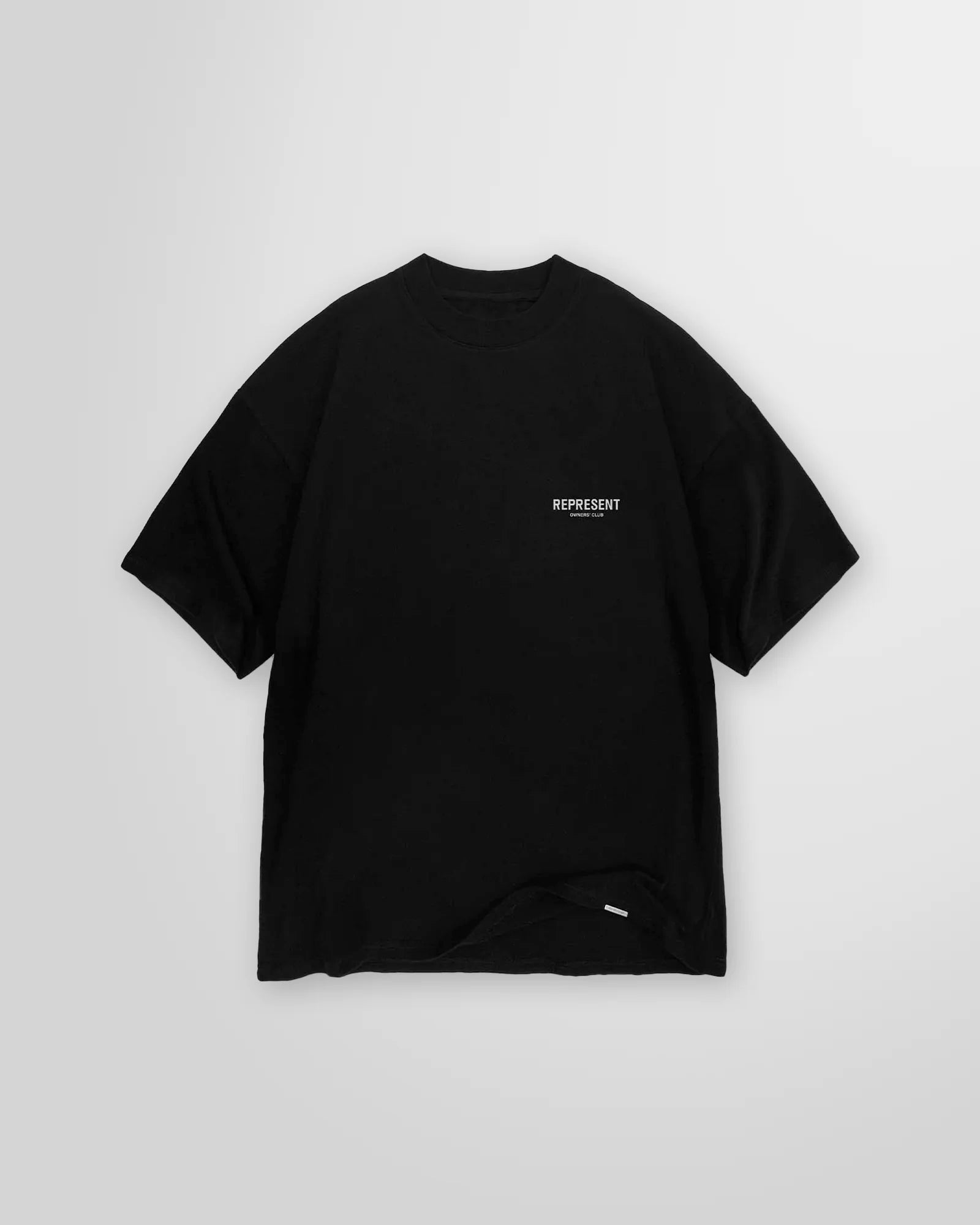 Back view of the black Represent Owners Club T-Shirt, displaying the large graphic branding.