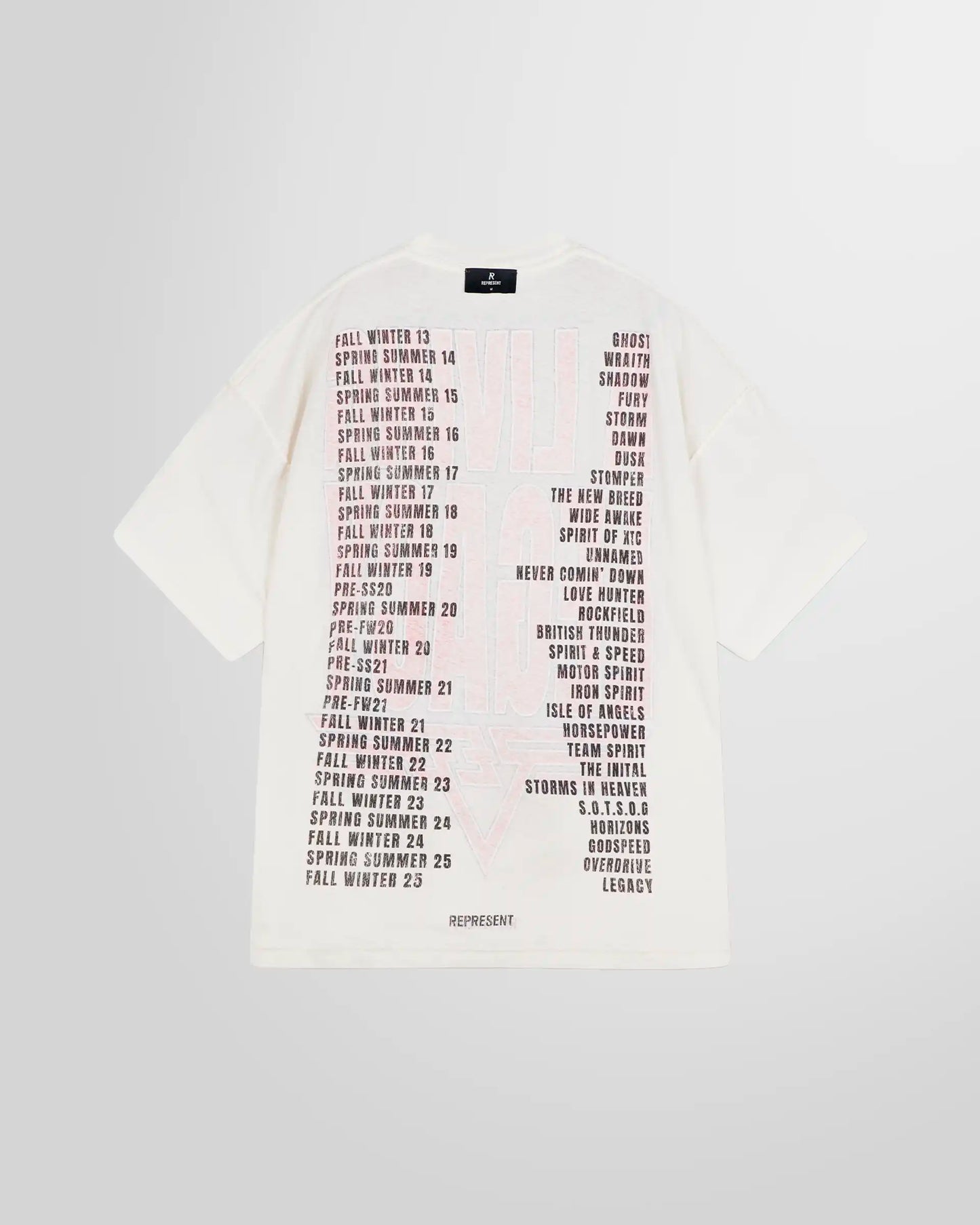 Back view of the inside showing the mixed print on the reverse side of the Represent reversible tee.