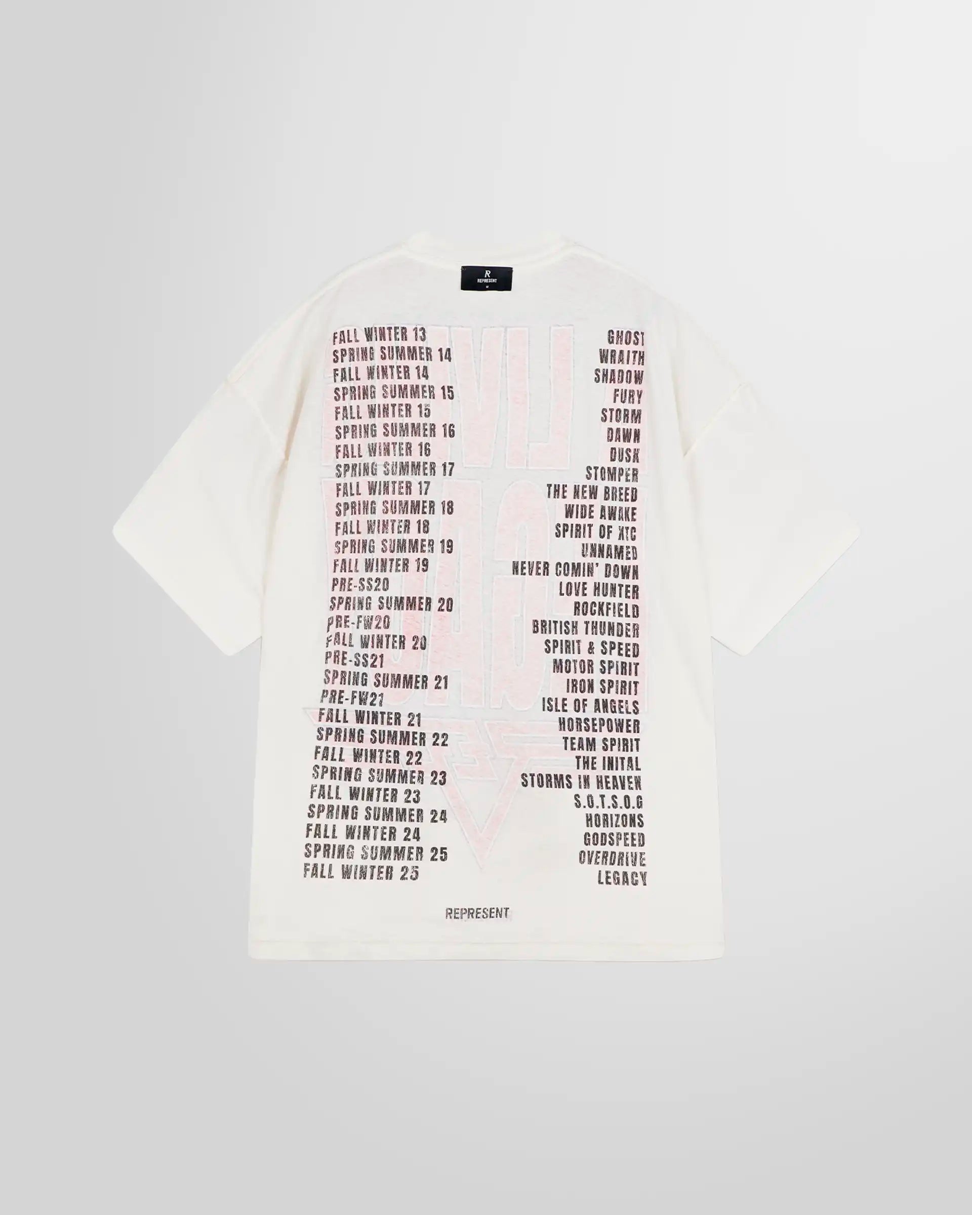 Back view of the inside showing the mixed print on the reverse side of the Represent reversible tee.