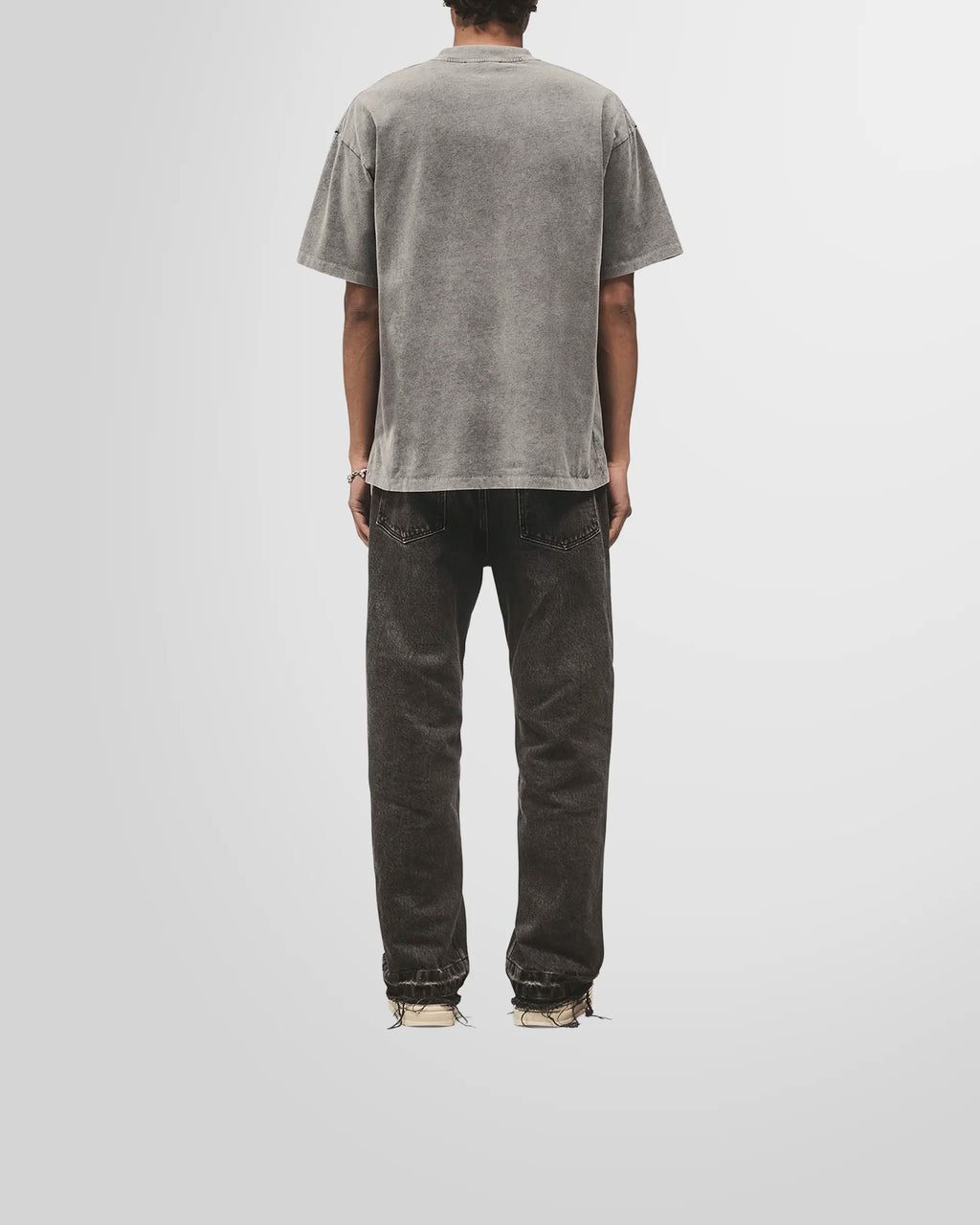 Back of the Represent Script Logo T-Shirt in vintage grey.