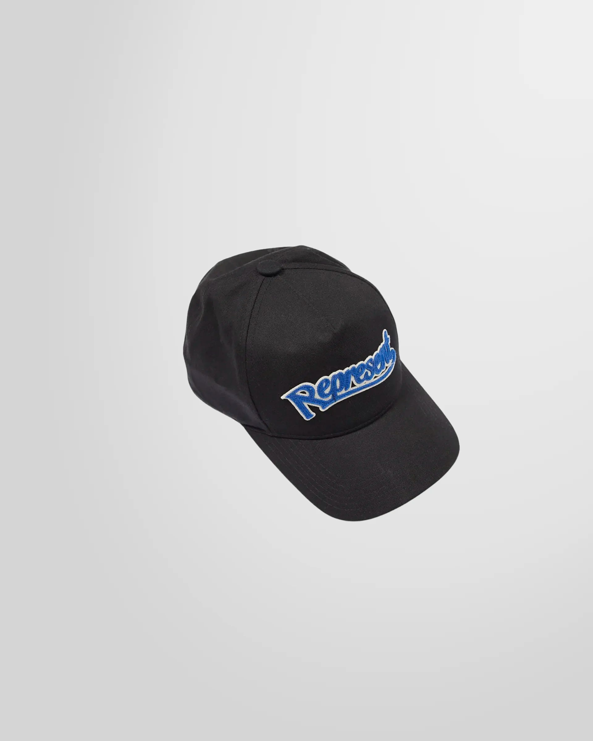 View from the top of the black Represent cap.