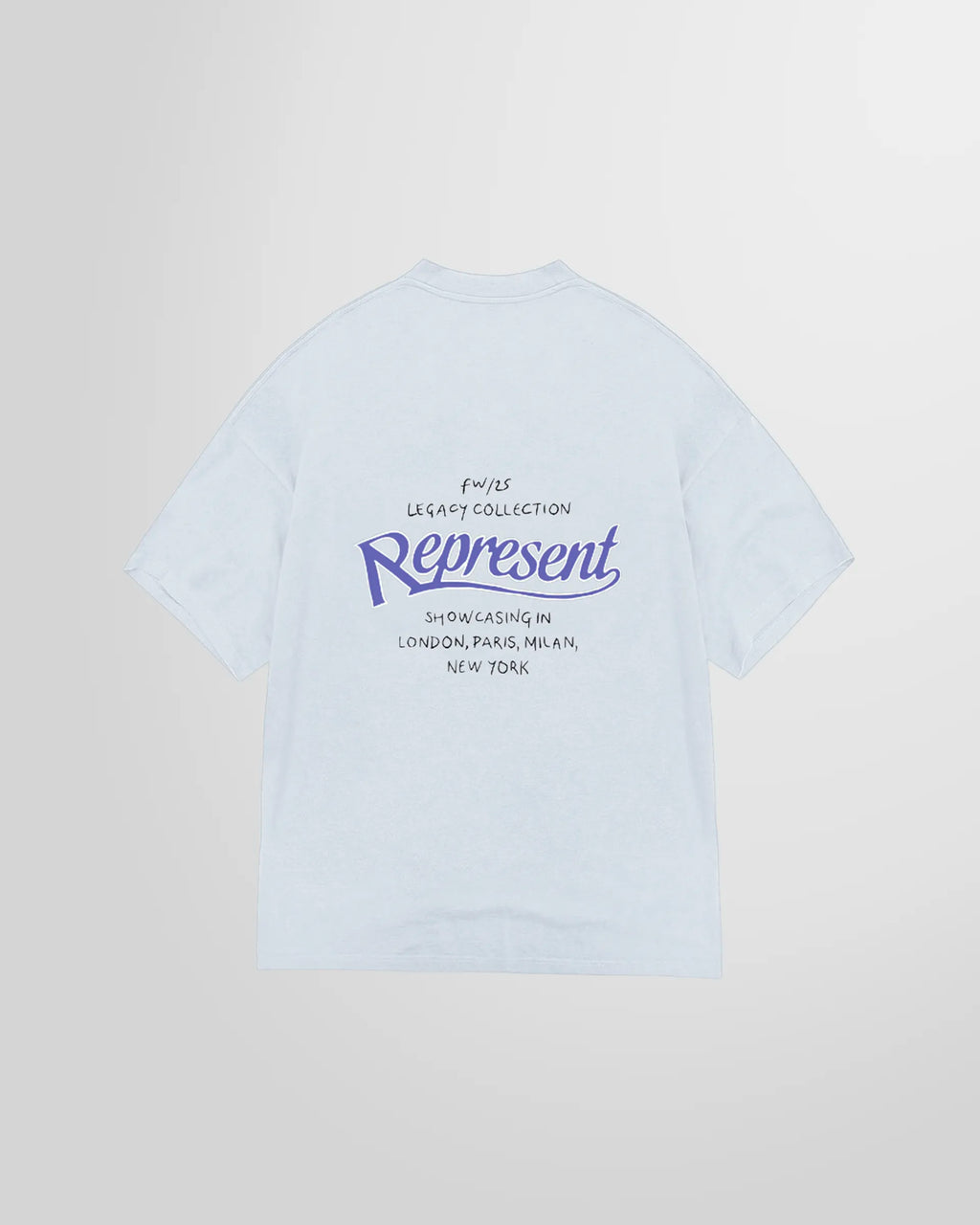 Back view showing the large Legacy Showcasing graphic with cities.