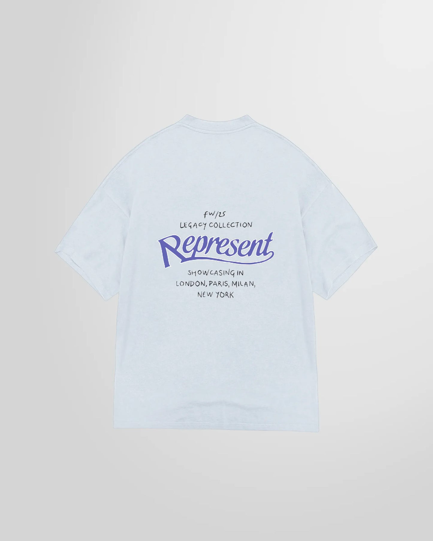 Back view showing the large Legacy Showcasing graphic with cities.