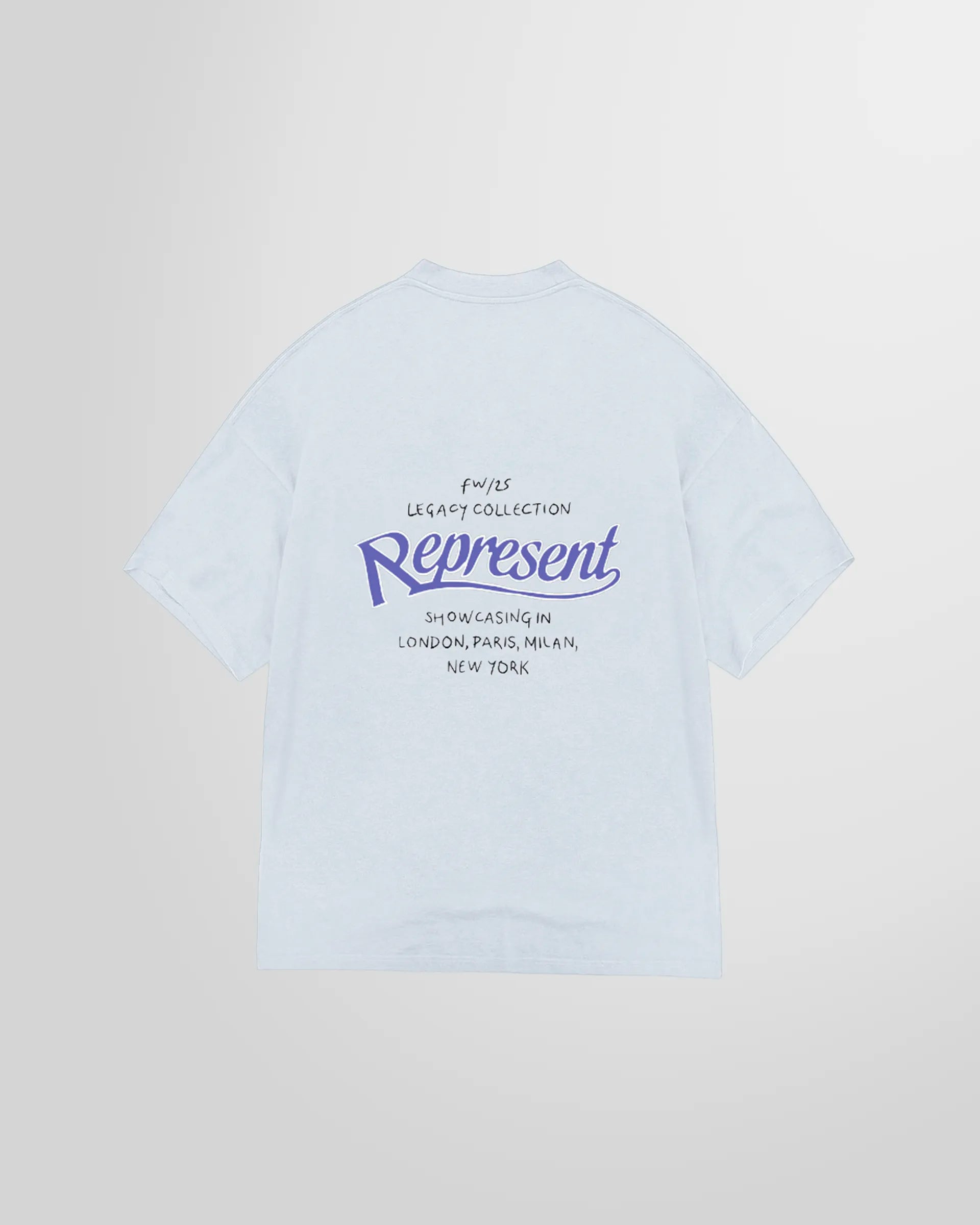 Back view showing the large Legacy Showcasing graphic with cities.