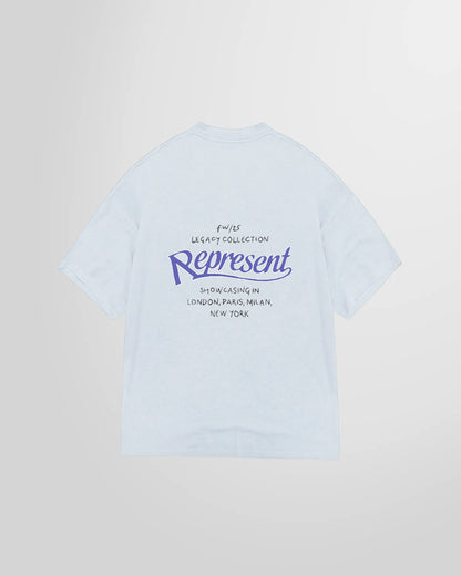 Back view showing the large Legacy Showcasing graphic with cities.